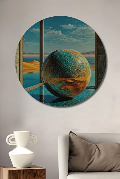 Teona Ahşap Glob misterios și peisaj deșertic Tablou decorativ din lemn Pictu...