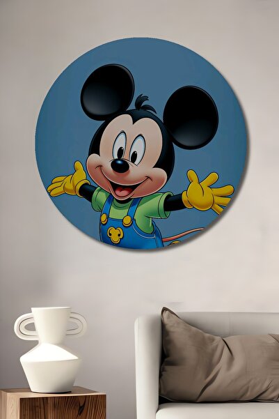 Teona Ahşap Μίκυ Μάους Παιδική Διακοσμητική Ξύλινη Ζωγραφική Τοίχου Στρογγυλή...
