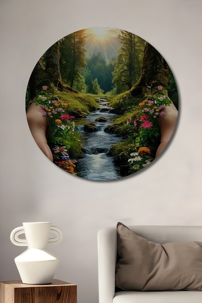 Teona Ahşap Peisaj de vis în brațele naturii, pictură decorativă pe lemn cu a...