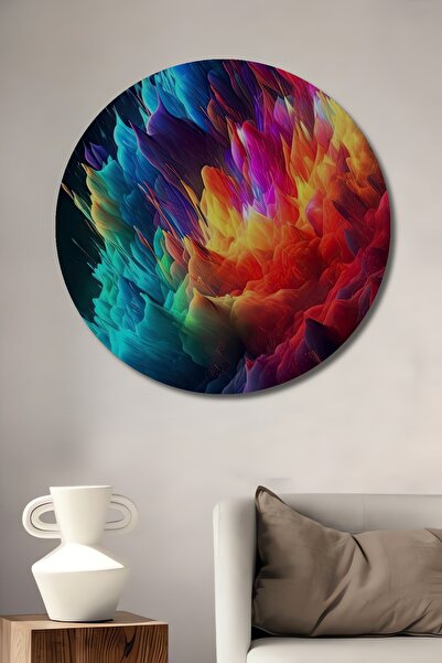 Teona Ahşap Explozie de culori abstracte Pictură decorativă pe lemn cu aspect...