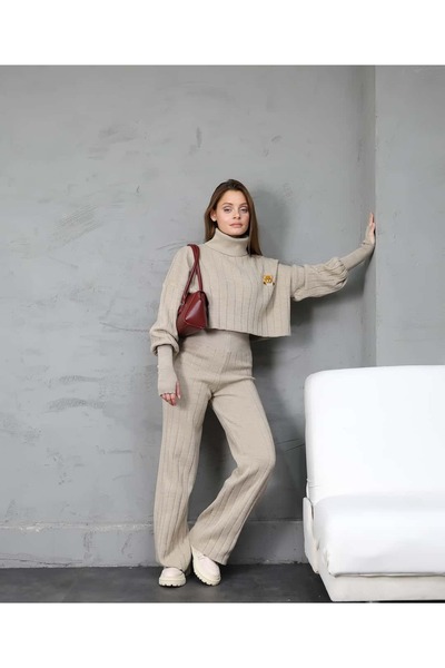 REDMİNA fashion Corded Fabric Knitwear Set with Teddy Bear Detail