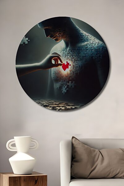 Teona Ahşap Ξύλινο διακοσμητικό τραπέζι με εφέ ελαιογραφίας  "Σπασμένη Ανθρωπ...