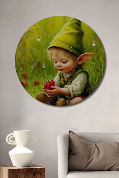 Teona Ahşap Tablou decorativ din lemn cu aspect de acuarelă, cu piticul drăgu...