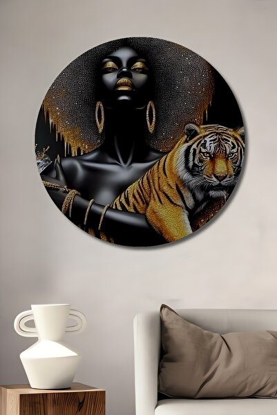 Teona Ahşap Tigru auriu strălucitor și pictură abstractă pentru femei, pictur...