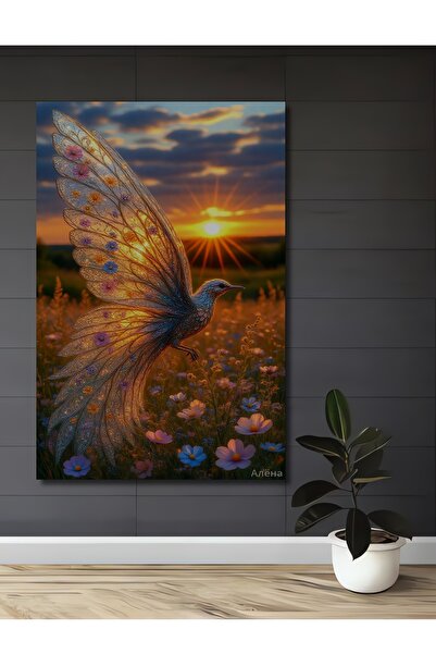 Teona Ahşap Tablou decorativ din lemn cu aspect de pictură în ulei, cu aripi ...