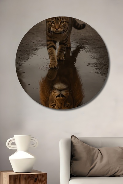 Teona Ahşap Διακοσμητικός ξύλινος πίνακας ζωγραφικής με ελαιογραφία  "Lion He...