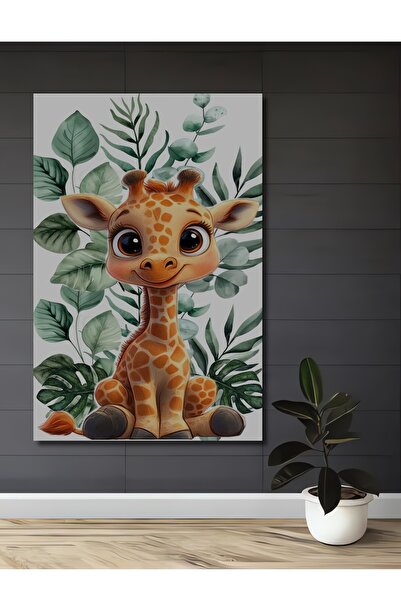 Teona Ahşap Tablou decorativ din lemn cu aspect de artă modernă, cu girafă dr...