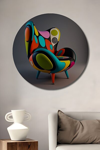 Teona Ahşap Scaun de artă modernă colorat, pictură decorativă pe lemn cu aspe...