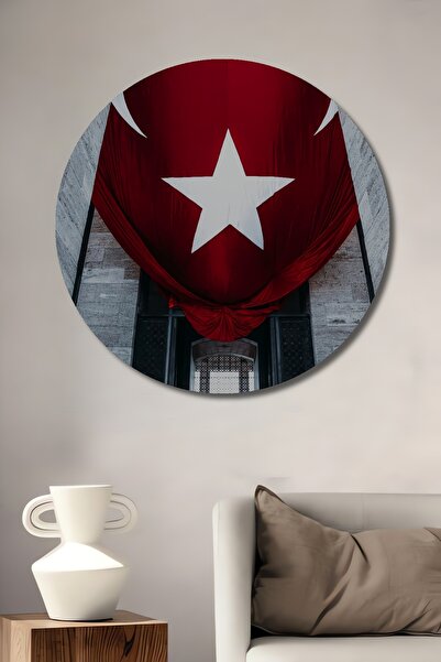 Teona Ahşap Pictură murală rotundă din lemn cu imprimare artistică a drapelul...