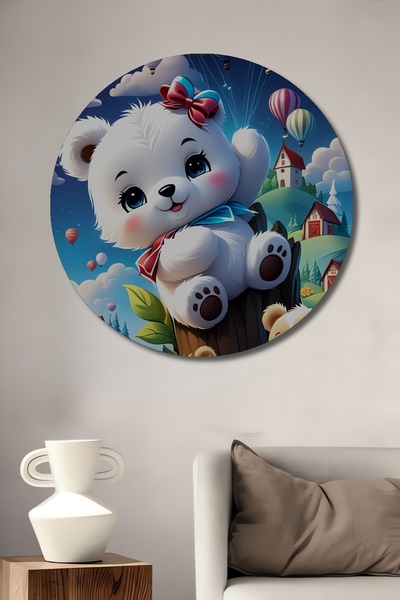 Teona Ahşap Urși de pluș magici și baloane cu aer cald Tablou decorativ din l...