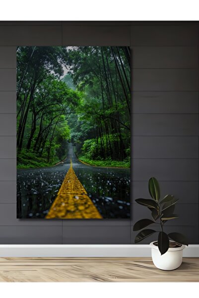 Teona Ahşap Peisaj de drum prin pădure, pictură decorativă din lemn cu aspect...