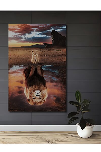 Teona Ahşap Leul pui și reflecția lui Regele Leu, pictură decorativă pe lemn ...