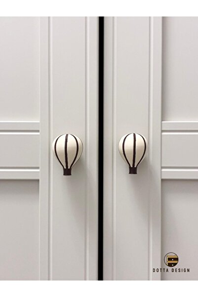 Dotta Design Çocuk Odası Kulpları - Bej&Kahve Çizgili Balon Kulp (Tekli)