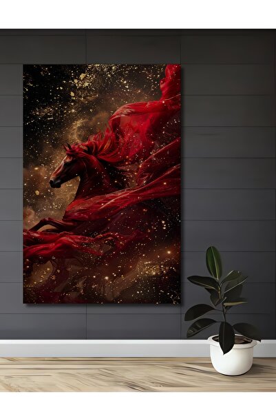 Teona Ahşap Tablou decorativ din lemn cu aspect de pictură în ulei, cu cal ro...