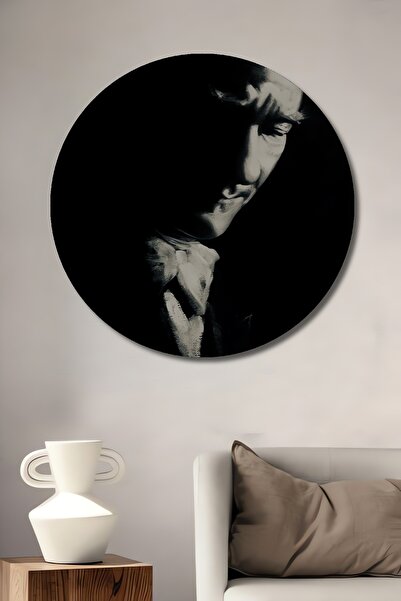 Teona Ahşap Pictură decorativă rotundă de perete cu aspect de creion Ataturk,...