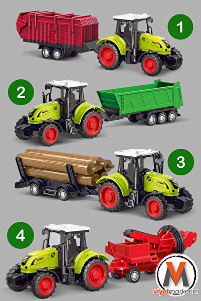 SCOWETTO 4-Piece Toy Tractor Set with Trailer – 24.5 cm Farm Agricultural Veh...