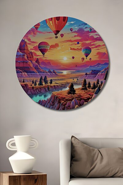 Teona Ahşap Peisaj de apus de soare cu baloane colorate, tablou decorativ din...