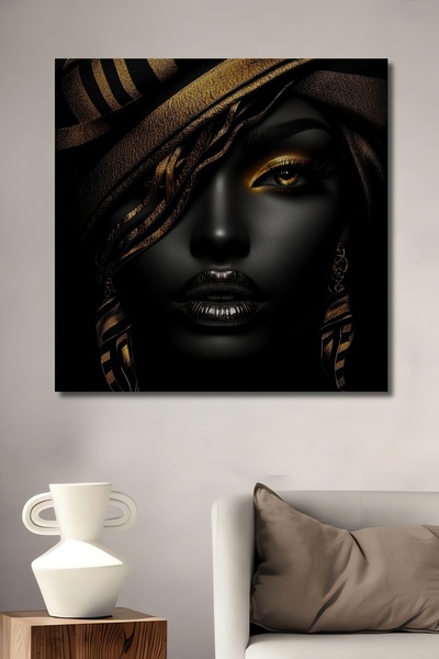 Teona Ahşap Γυναικείο πορτρέτο με χρυσή λάμψη, ελαιογραφία με εμφάνιση ελαιογ...