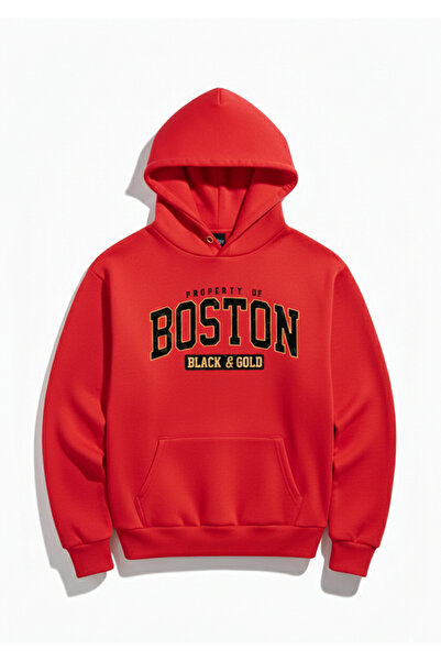 Mayer Butik Unisex Women/Men Boston Printed Oversized Hooded Sweatshirt