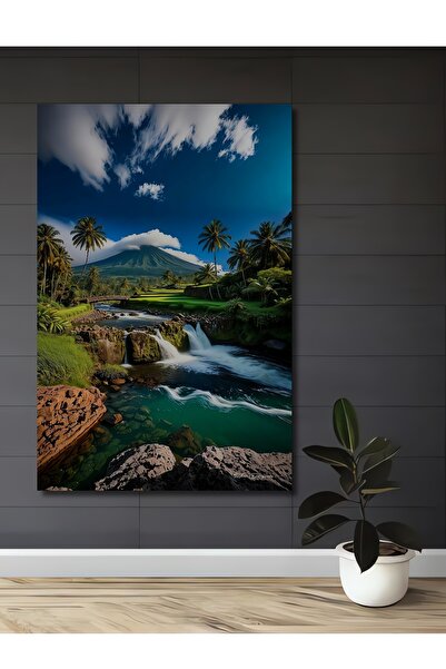 Teona Ahşap Τροπικός οριζόντιος τοπίος με παραθαλάσσια πηγάδια, ξύλινο διακοσ...