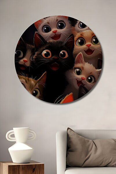 Teona Ahşap Tablou decorativ din lemn cu aspect de pictură în ulei, cu pisică...