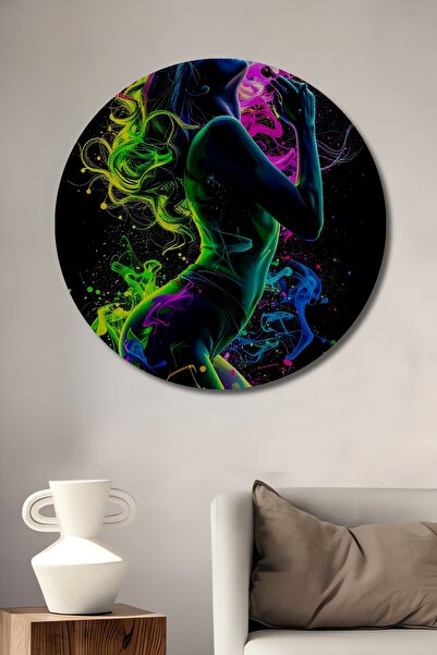 Teona Ahşap Pictură decorativă rotundă de perete cu aspect de pictură în ulei...