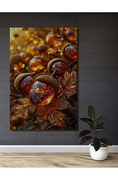 Teona Ahşap Tablou decorativ din lemn cu aspect de pictură în ulei, cu frunze...