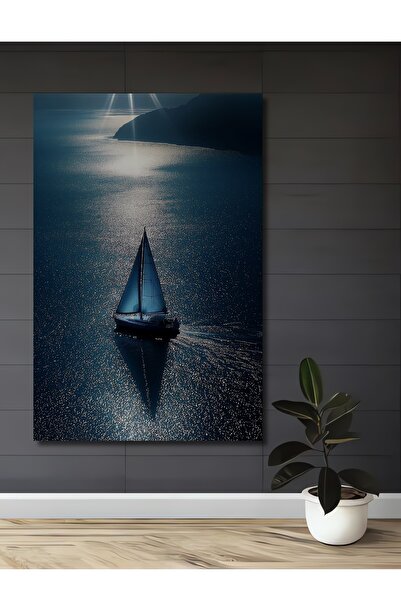 Teona Ahşap Tablou decorativ din lemn cu aspect de pictură în ulei, cu barca ...