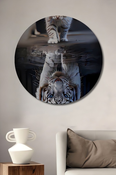 Teona Ahşap Διακοσμητικός πίνακας τοίχου με εφέ ακουαρέλας Cat Tiger Transfor...