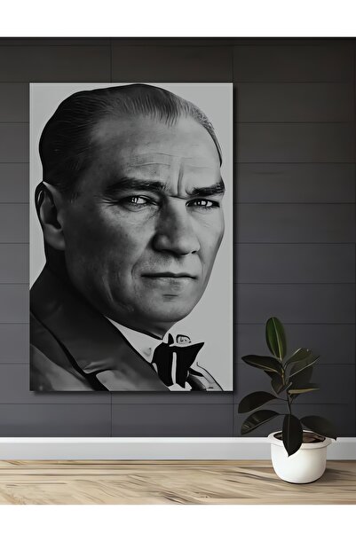 Teona Ahşap Μουσταφά Κεμάλ Ατατούρκ Ξύλινο Διακοσμητικό Πίνακα με Ασπρόμαυρη ...