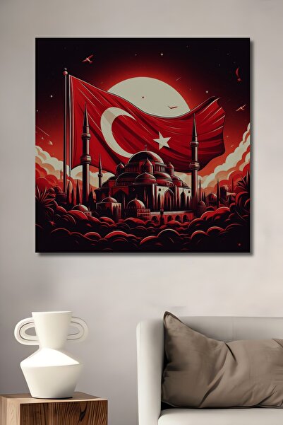 Teona Ahşap Tablou decorativ din lemn cu steagul turcesc superb și silueta te...