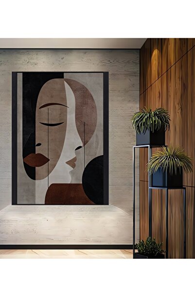Teona Ahşap Soyut Yüzler Baskı Modern Sanat Ahşap Dekoratif Ev,Antre,Salon,Of...