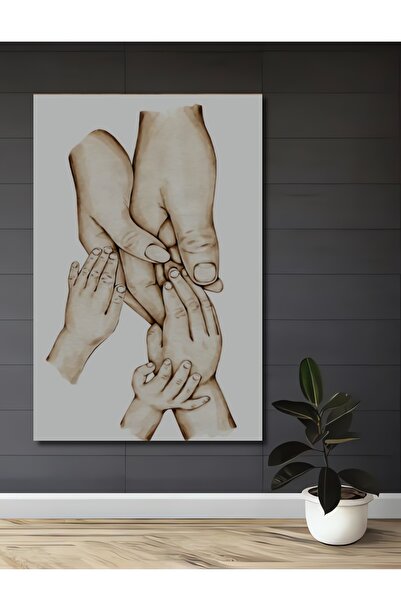 Teona Ahşap Aile Sevgi Kucaklaşması Sulu Boya Görünümlü Ahşap Dekoratif Ev,An...