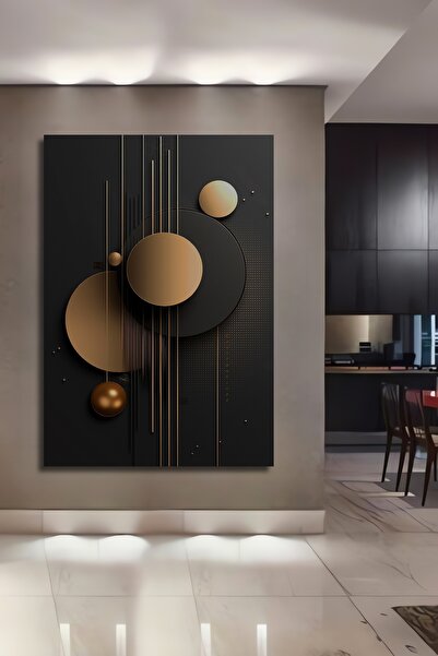 Teona Ahşap Altın Desenli Modern Soyut Sanat Ahşap Dekoratif Ev,Antre,Salon,O...