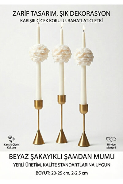 Gülsüm Aydın CANDELLORRA KOKULU ŞAMDAN MUM 3 ADET ŞAKAYIKLI ŞAMDAN MUM (SADEC...