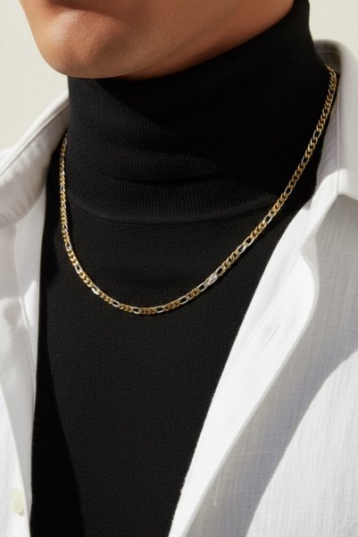 laria jewelry Çift Renkli Figaro Zincir Kolye
