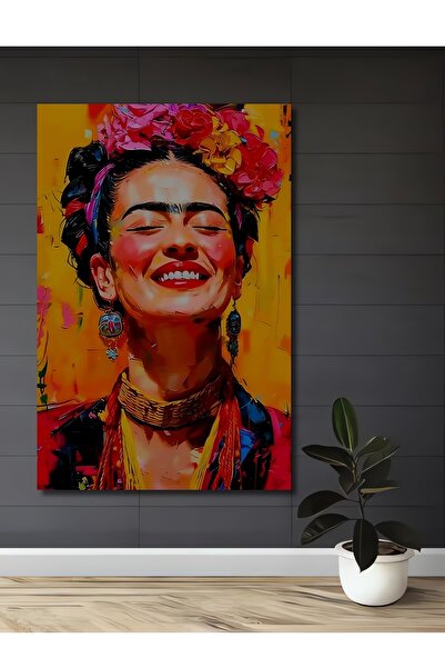 Teona Ahşap Frida Kahlo Yağlı Boya Görünümlü Dekoratif Ahşap Ev,Antre,Salon,O...