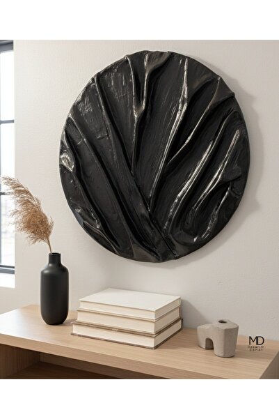 MD Tasarım Sanat Siyah Dokulu Üç Boyutlu Modern El Yapımı Tablo Sanat Eseri
