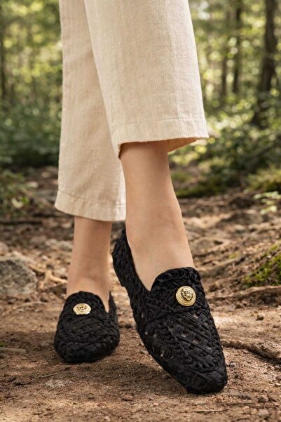 VİP SMR MODA 99 Black Knitted Women's Ballet Flats