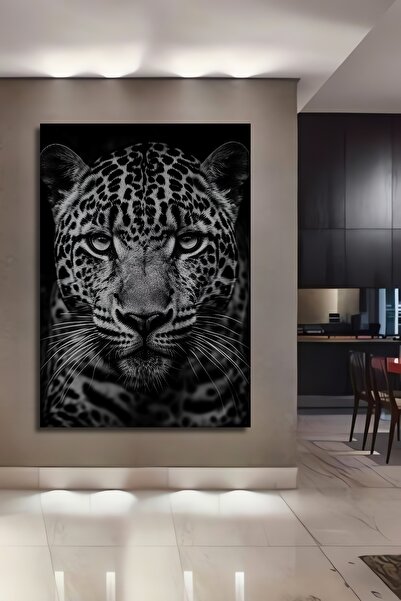 Teona Ahşap Büyüleyici Kaplan Siyah Beyaz Detaylı Sanat Baskı Ahşap Dekoratif...