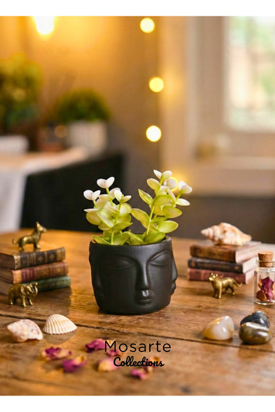 Mosarte تمثال/منحوتة وجه بوذا بتصميم تجريدي بسيط - قطعة ديكور عصرية صغيرة الحجم