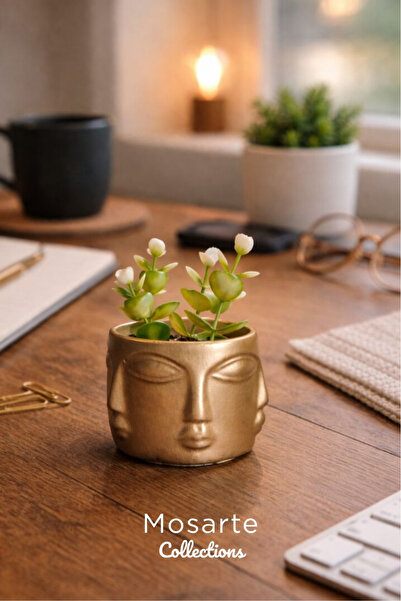 Mosarte تمثال/منحوتة وجه بوذا بتصميم تجريدي بسيط - قطعة ديكور عصرية صغيرة الحجم