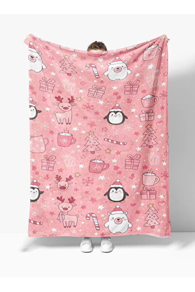 Home New Year's Christmas Themed Snowman Patterned Fleece Tv Blanket