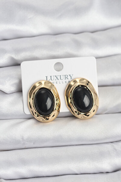 Epilons Black Color Oval Vintage Brass Women's Earrings - Tj-Bkp11495 Zenvia-...