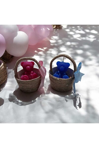 ddecco Hediyelik süslenmiş sepette 10 adet ayıcık mum doğum günü doğum bebek ...