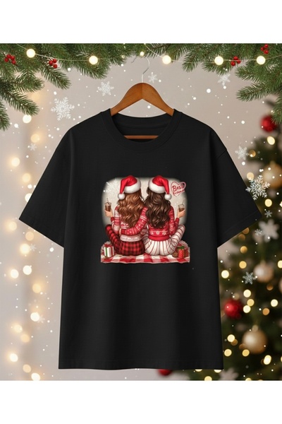 Infire clothing ملابس للجنسين مقاس كبير 100% قطن بتصميم عيد الميلاد المجيد ور...