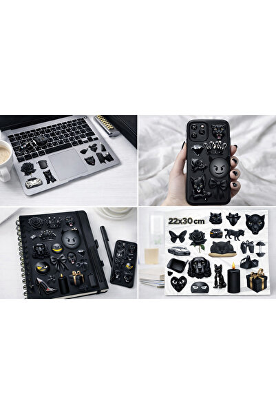 Limitless Design مجموعة ملصقات جمالية سوداء داكنة مقاس 22 × 30 سم - ملصقات زخ...