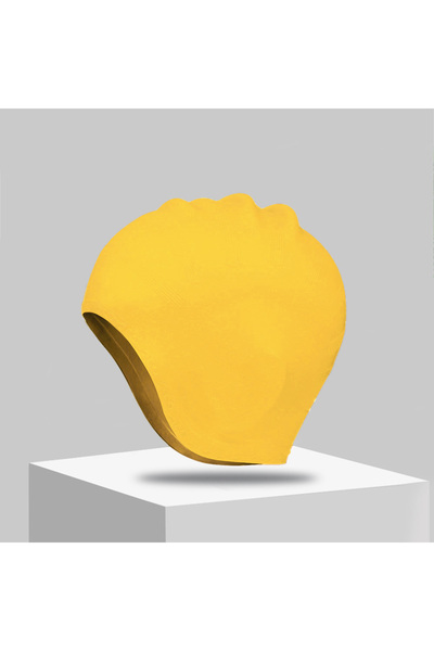 Choice قبعة سباحة صفراء متينة من السيليكون مزودة بجيوب للأذنين للبالغين والمر...