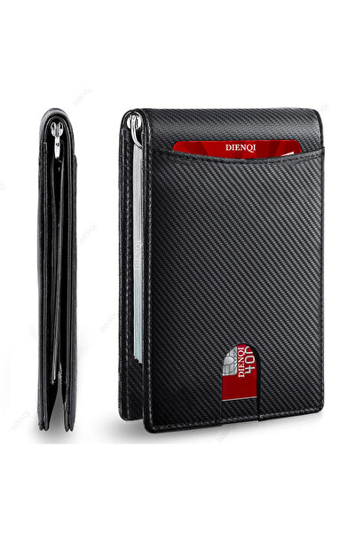 Choice Small Carbon Black Rfid Leather Holder Men Wallets Luxury Money Bag Slim Thin Male Short