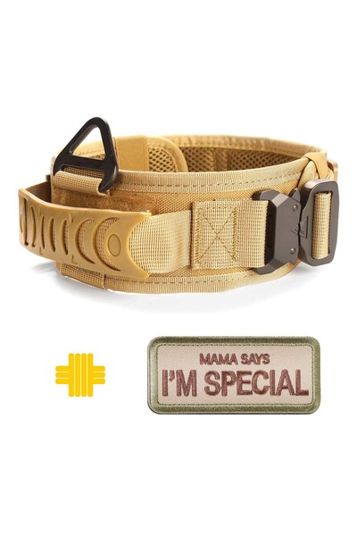 Choice طوق تدريب عسكري عاكس للكلاب - كاكي كلاسيكي قابل للتعديل، طوق تدريب عسك...